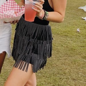 Amazing Beaded Fringe Layered Skirt